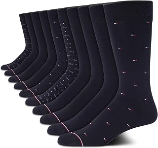 Tommy Hilfiger Men's Soft Cotton Blend Crew Socks 10-Pack - Comfortable, Breathable Casual Socks for Daily Wear