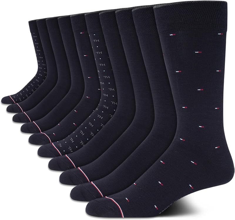Tommy Hilfiger Men's Casual Soft Cotton Blend Crew Socks - 10 Pack