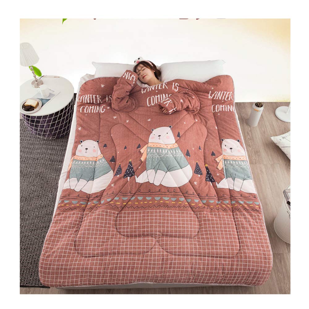 Edredón Perezoso portátil con Mangas, Manta portátil, Saco de Dormir cálido para Adultos/niños, Capa a Prueba de Viento para la Oficina en el hogar 47 * 63 in / 59 * 79 in,Marrón,59 * 79in