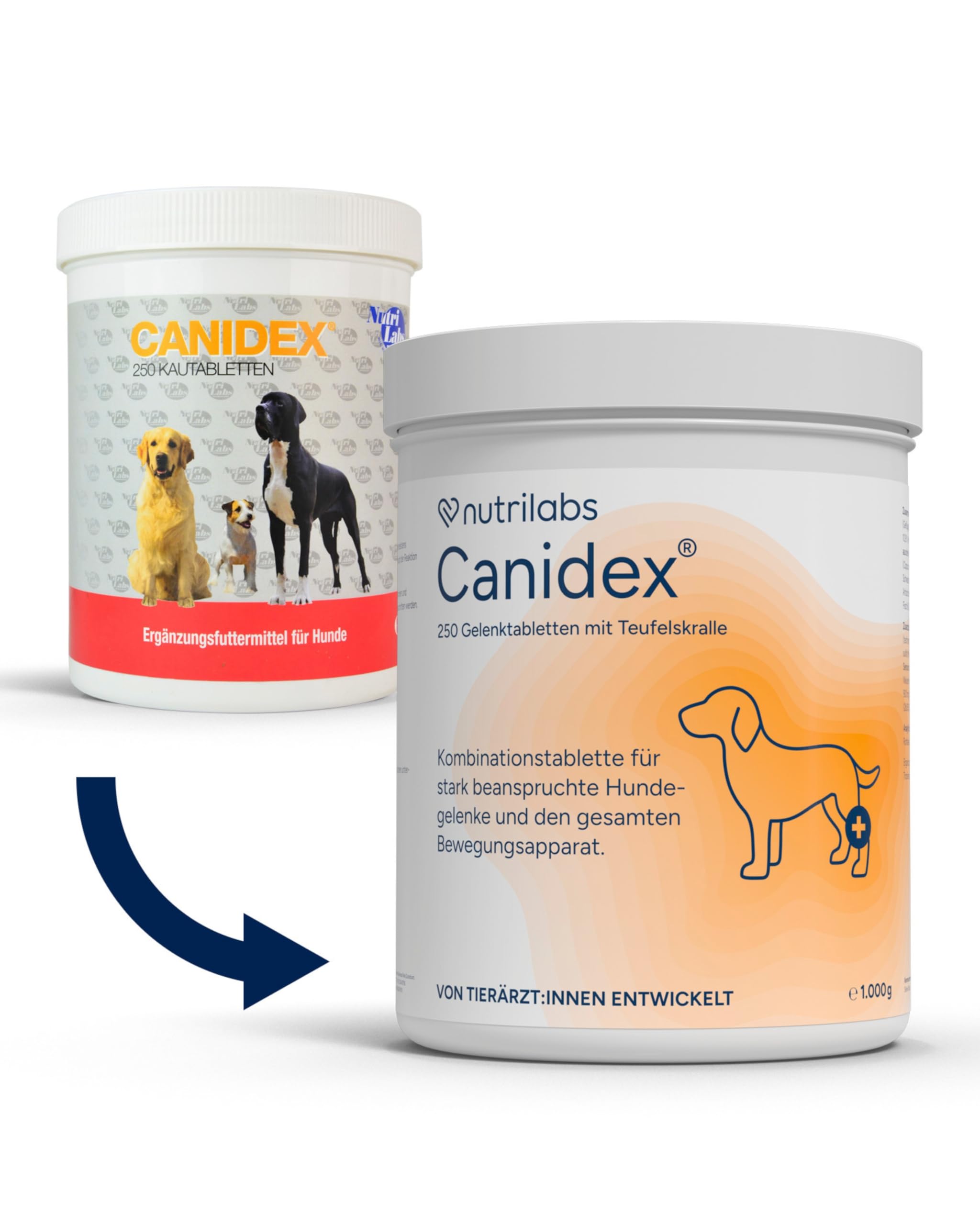 NutriLabs Canidex Gelenktabletten für Hunde 250 Stk. - mit MSM, Hyaluronsäure, Glucosamin, uvm. - Gesundheitsprodukte für Hunde - Nahrungsergänzungsmittel Hund - Teufelskralle-Hund