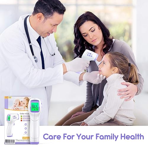 Miniatura 6 de Termómetro para bebés y adultos, termómetro de frente sin contacto, termómetro digital con alarma de fiebre, lectura instantánea precisa en 2