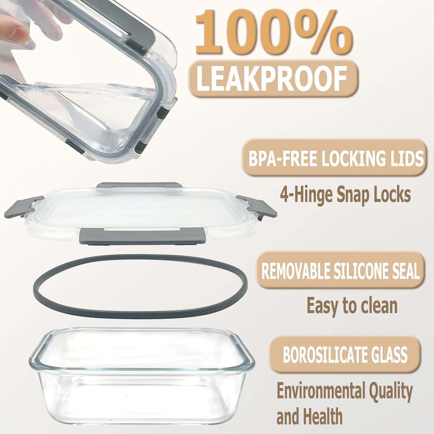 10 Pack Glass Meal Prep Containers with Lids Airtight 36oz & 12.5oz, Stackable Glass Food Storage Containers BPA Free, Leak Proof, Microwave, Oven, Freezer and Dishwasher Safe
