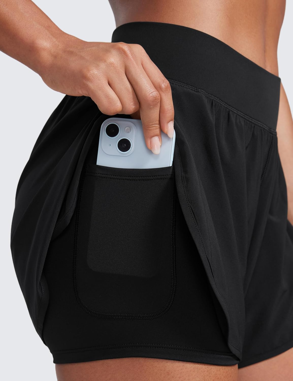 CRZ YOGA 2 in 1 Split Flat Rise Running Shorts for Women 3" - High Waisted Workout Athletic Gym Tennis with Pocket - Image 4