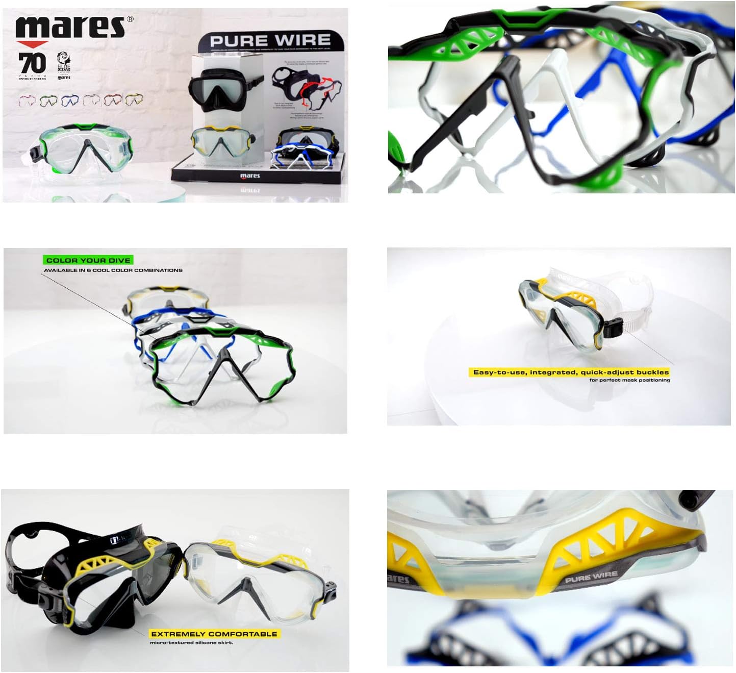 Mares ピュアワイヤマスク - ホワイト/ブラック