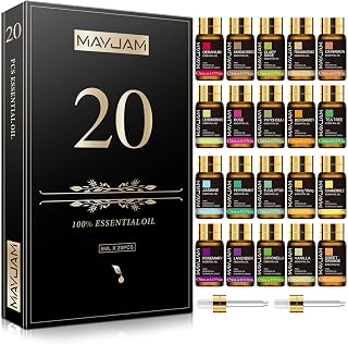 MAYJAM 20 Pcs Pure Essential Oil Gift Set, for Diffuser, Humidifiers, Skin Care, Massage, Fragrance Oil Scent for DIY Candle and Soap Making, Gift for Friend (5ML)
