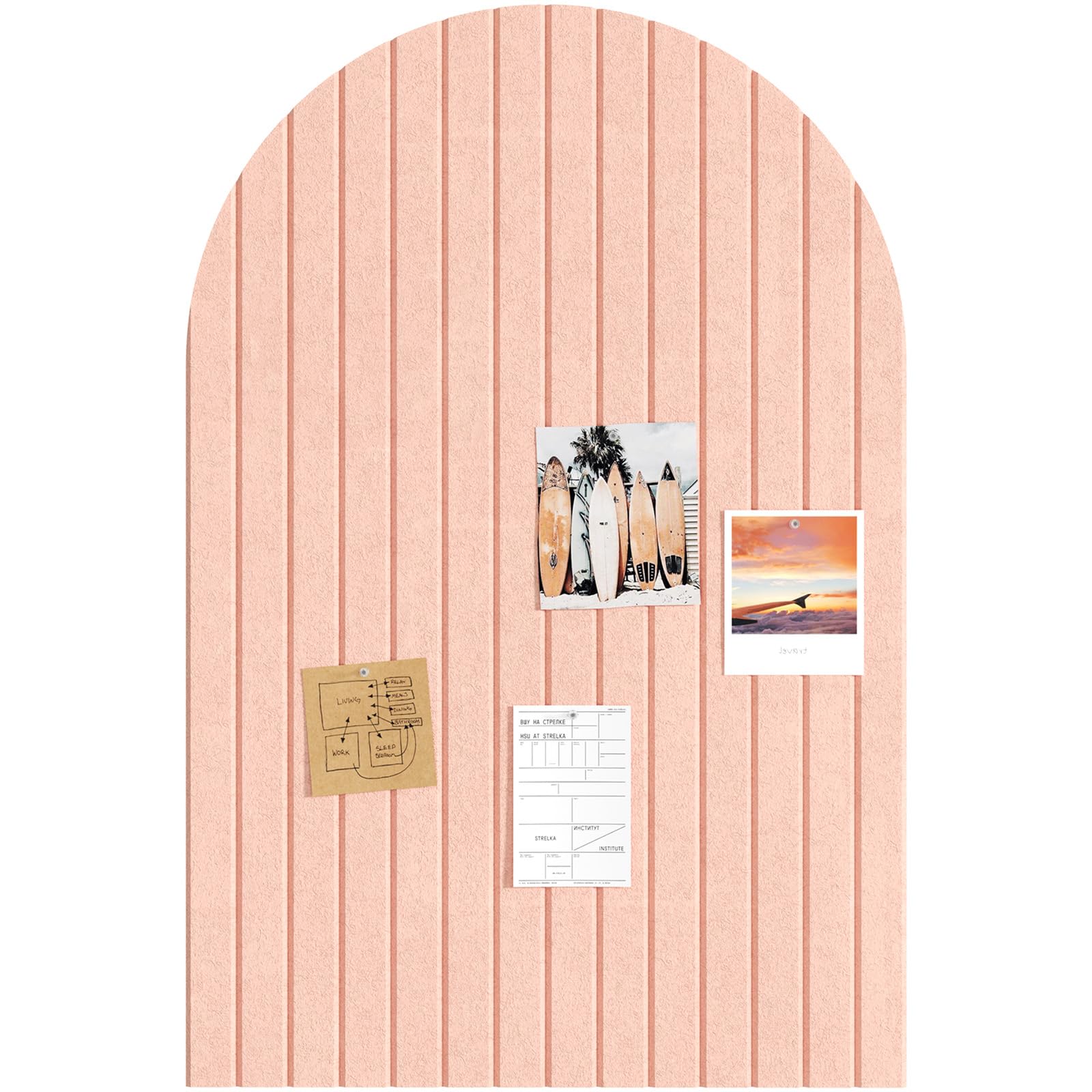 Lifewit 3-Pack Arched Bulletin Board, Cork Board Alternative for Walls, 90x60cm Large Felt Panels with 30 Pins, Full Self-Adhesive Wall Panel for Decor, Home, Office, Dorm, Pink
