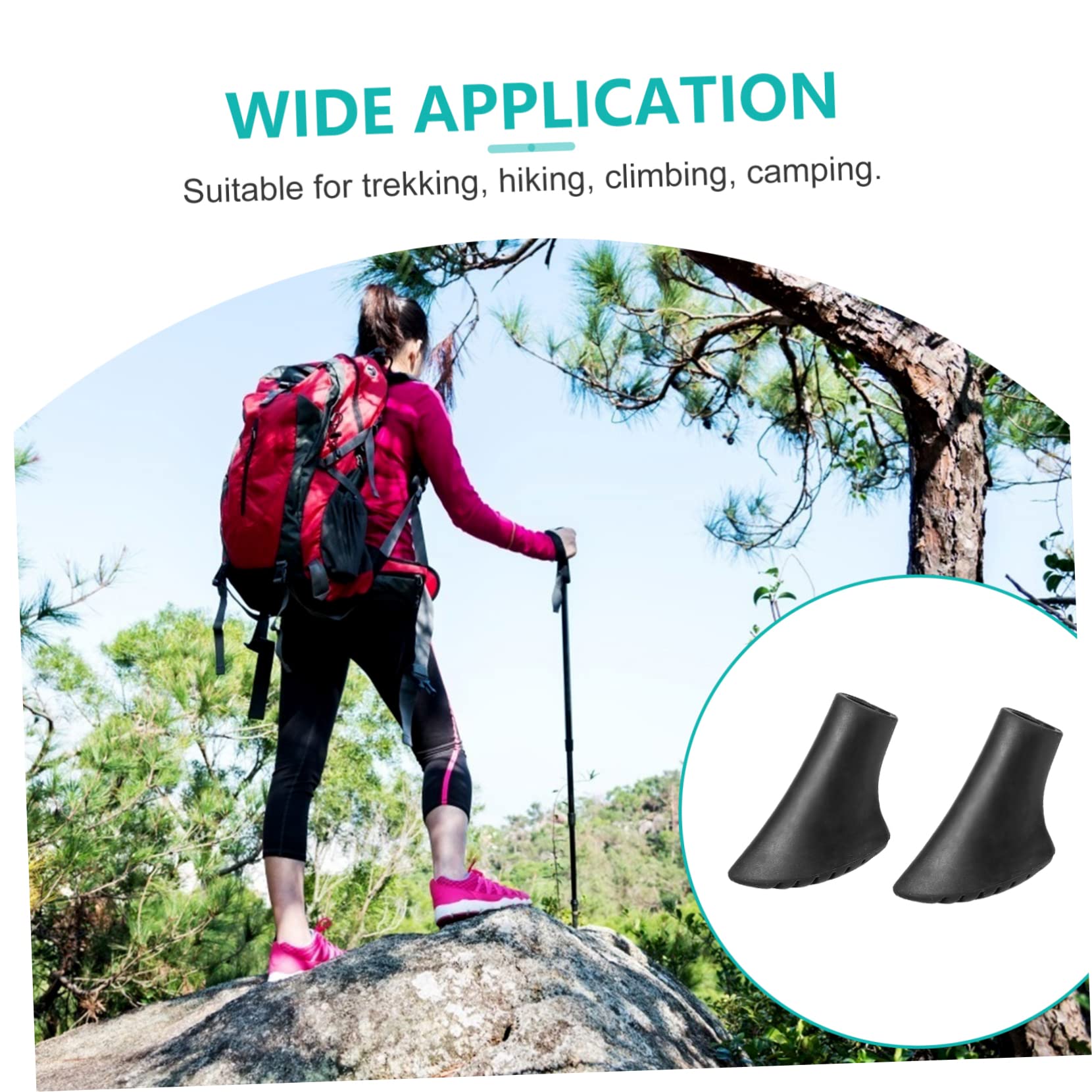 Supvox Trekkingstock-spitzenset Kopfbedeckung Trekkingstöcke Beschützer Zusammenklappbar Gehstöcke Spazierstock Mit Sitz Wandern Pin-Banner-Flagge Gehstock PVC Black
