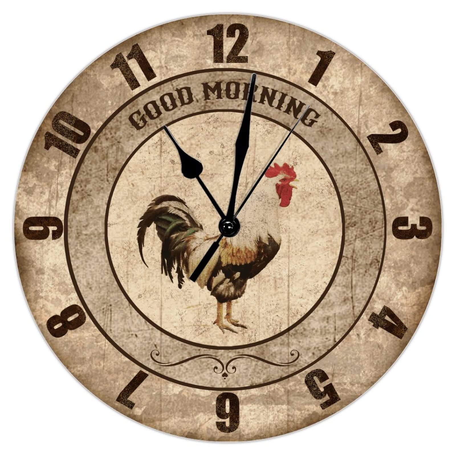 Horloge murale coq à mouvement quartz continu silencieux haute précision