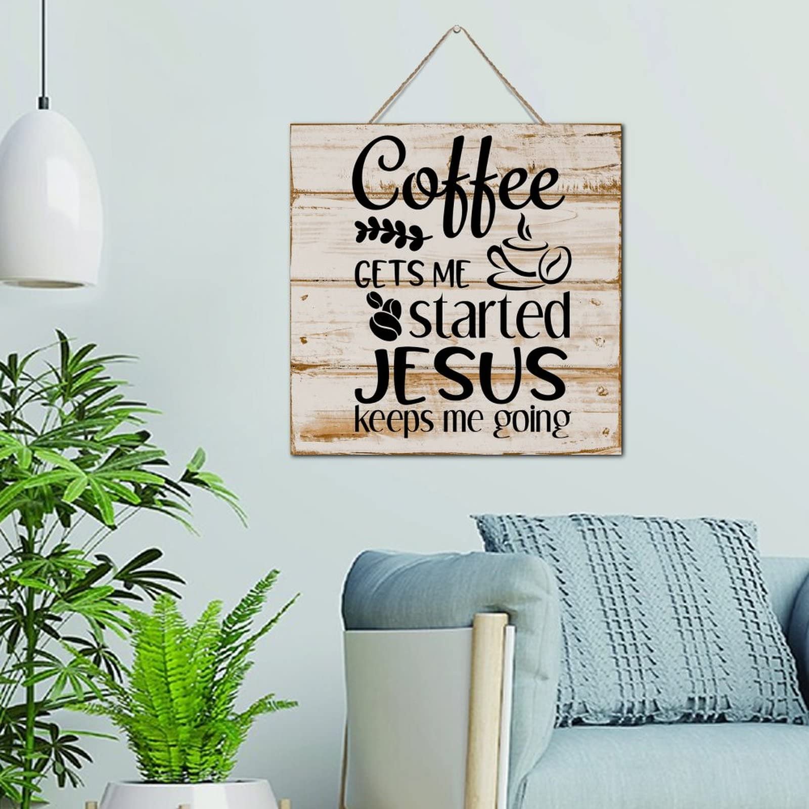 Plaque murale motivation bois 30,5 cm déco chrétienne pour buanderie