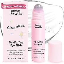 grace & stella Under Eye Brightener Roller - Retinol & Caffeine Eye Serum for Puffiness, Dark Circles, Fine Lines & Wrinkles - Hydrating & Smoothing - Vegan Cruelty-Free Skincare (15ml / 0.51 fl oz)