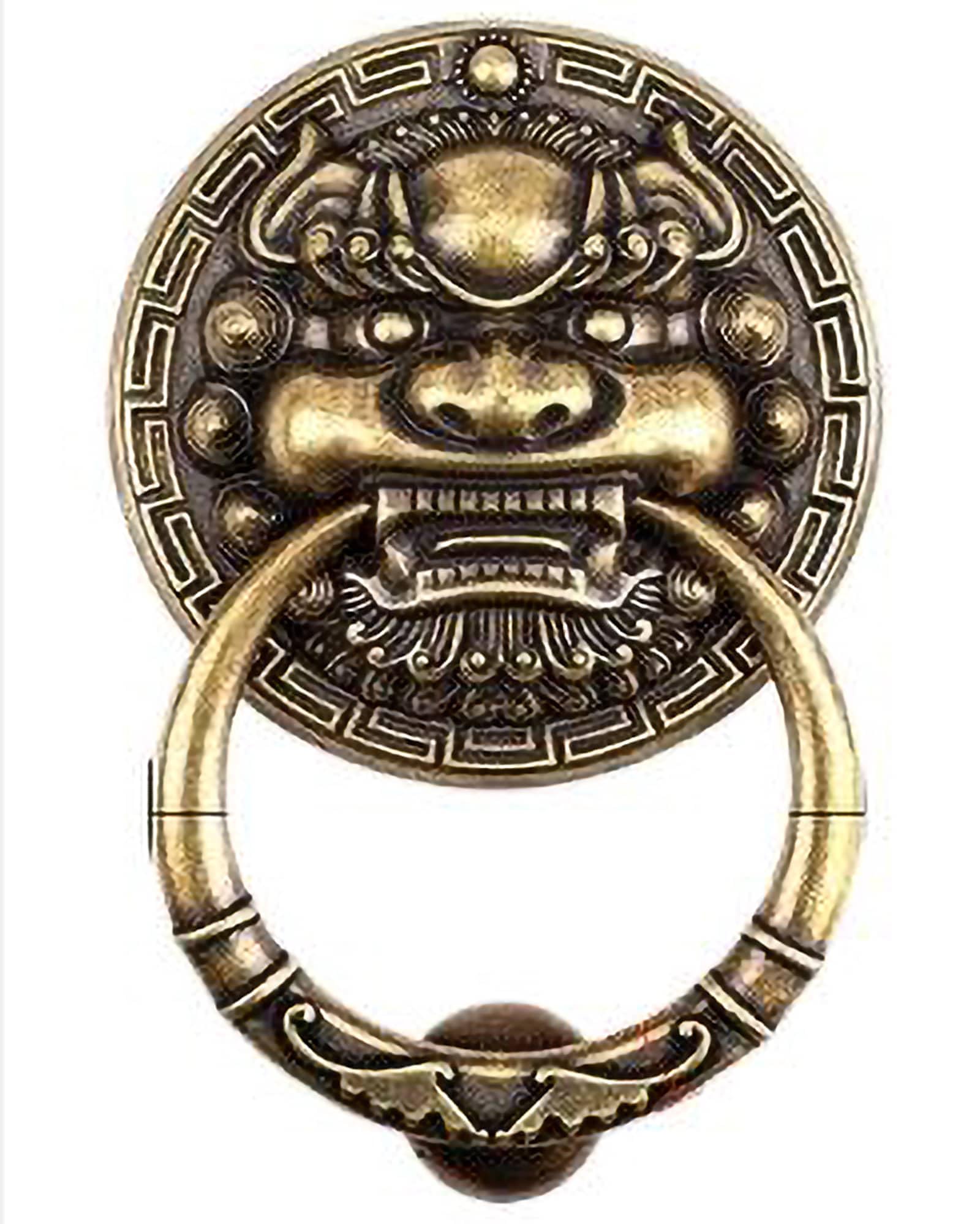 Battente Porta Leone in Ottone per Porta d'Ingresso, Maniglia Cancello Testa di Belva, Accessori Decorativi Parete Fai da Te per Ufficio Casa,17.1cm Antique Bronze