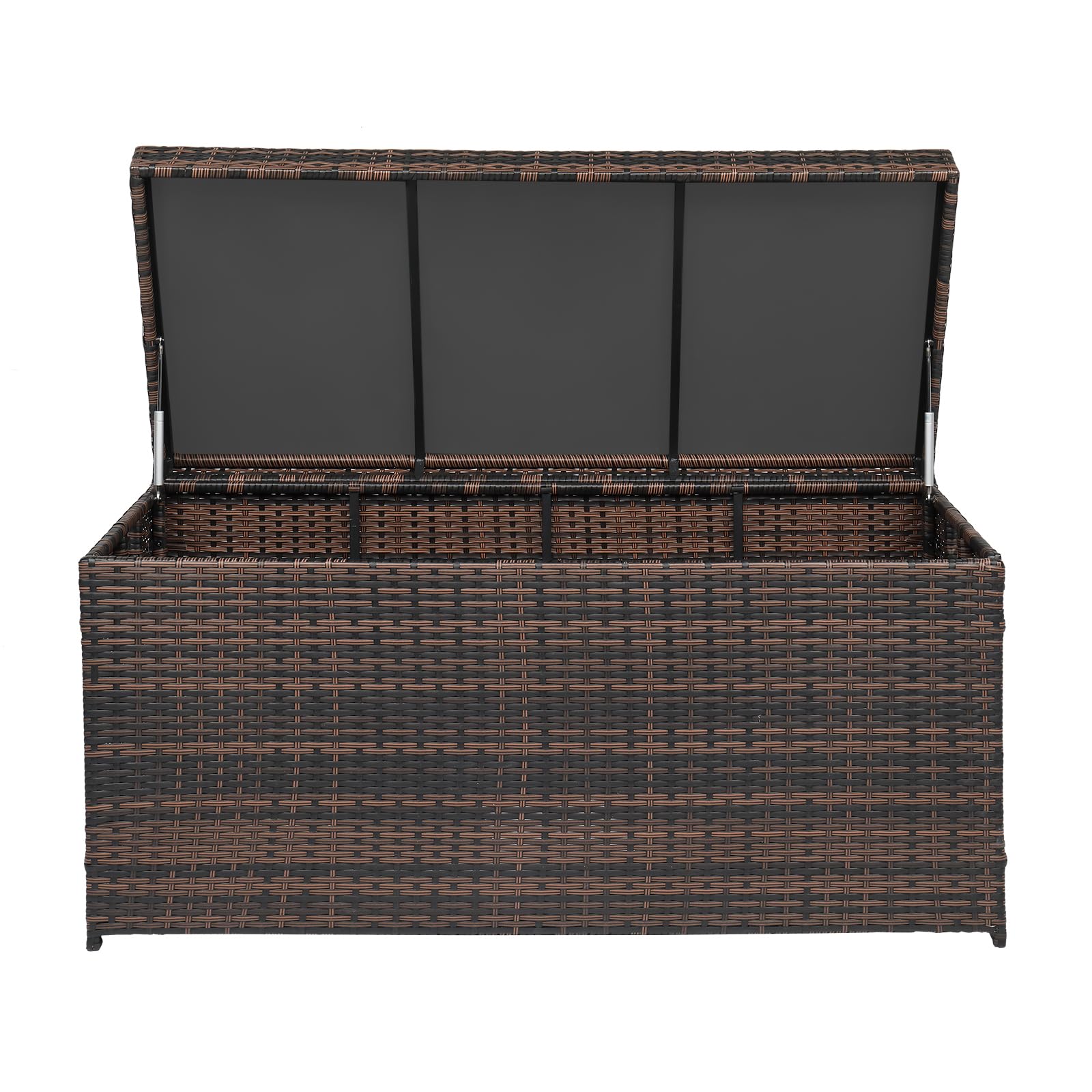 Coffre de rangement d'extérieur étanche 500 L aluminium polyrotin 130 x 60 x 65 cm résistant UV rouille marron