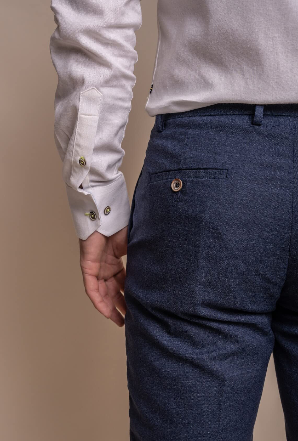 SIRRI Estate Primavera Abito da Uomo in Lino Blu Navy Abito da Sposa Slim Fit 2 Pezzi