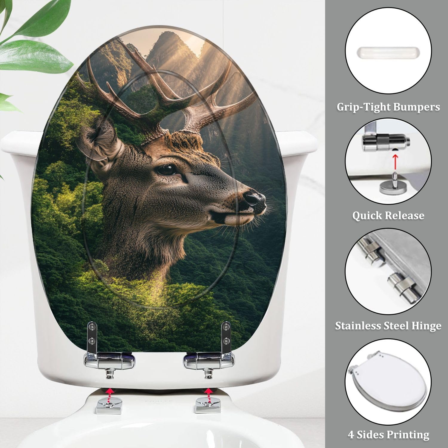Asiento de inodoro alargado Natural Harmony para baño