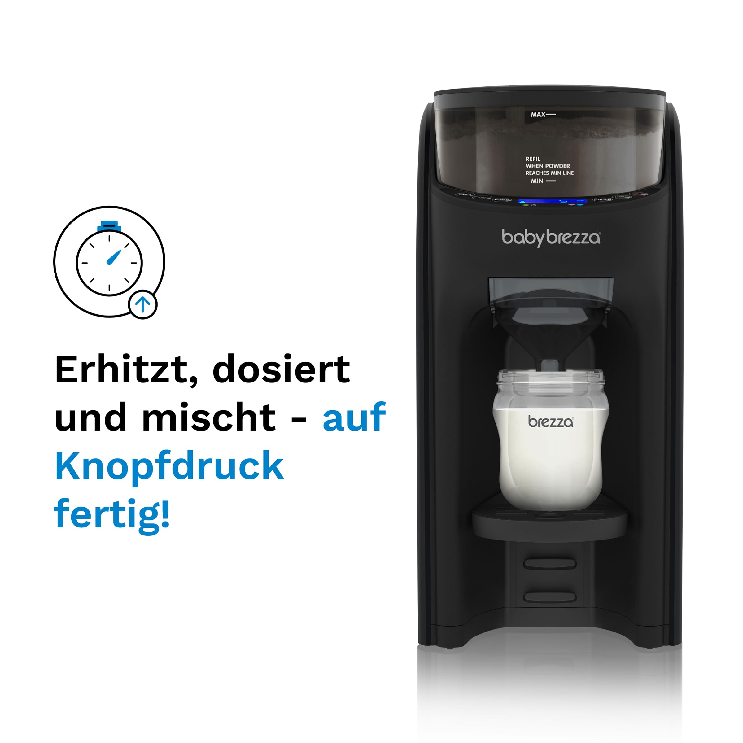 Baby Brezza Formula Pro Advanced Automatischer Flaschenzubereiter | Mischt Milchpulver & Wasser perfekt per Knopfdruck – 3 Temperaturen – Für alle Flaschen & Pulver – BPA-frei, schwarz