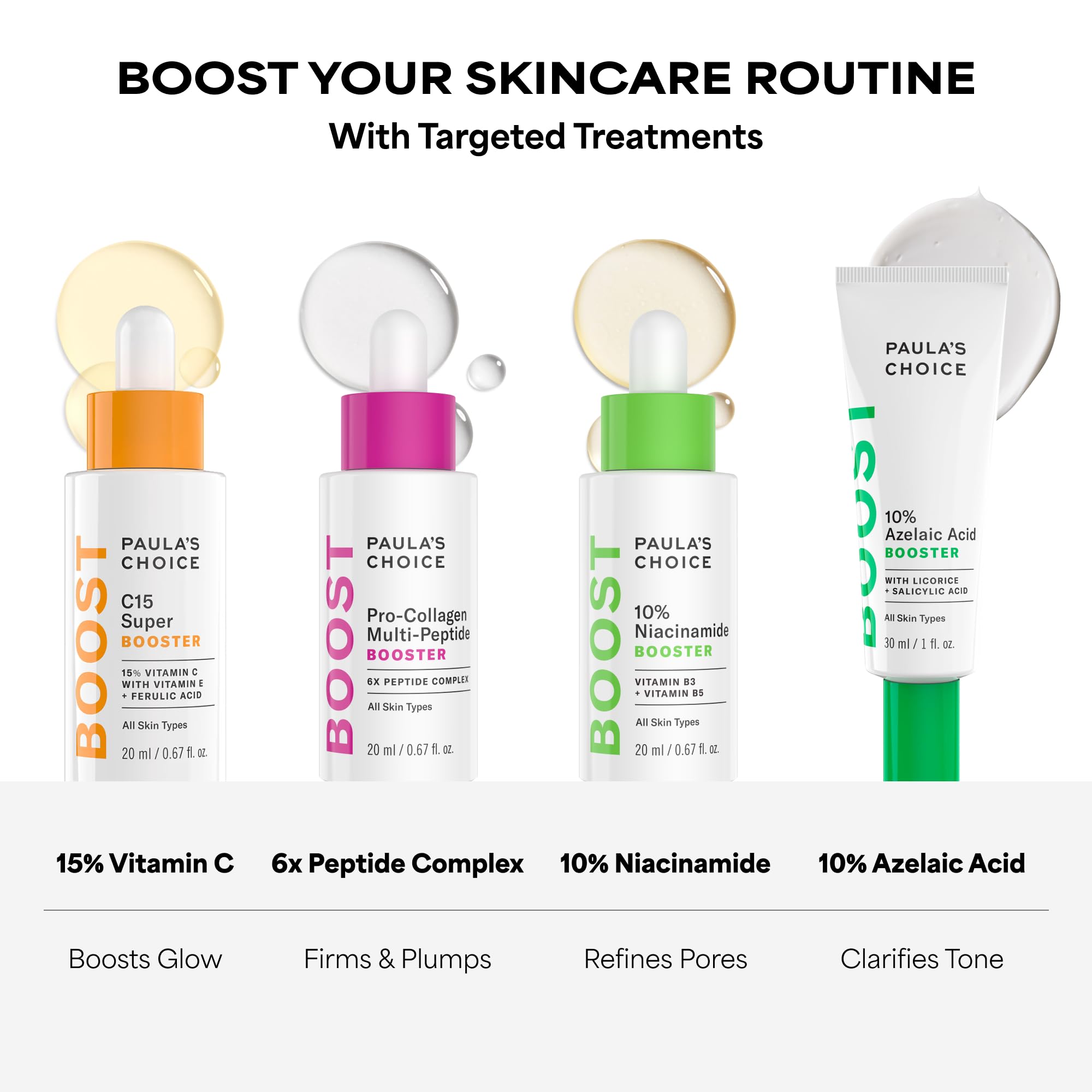 Paula's Choice C15 Witamina C Super BOOSTER - Serum przeciwstarzeniowe z 15% witaminą C - odciska brązowe plamy dla nudnej skóry - z kwasem ferolowym - Wszystkie rodzaje skóry - 20 ml