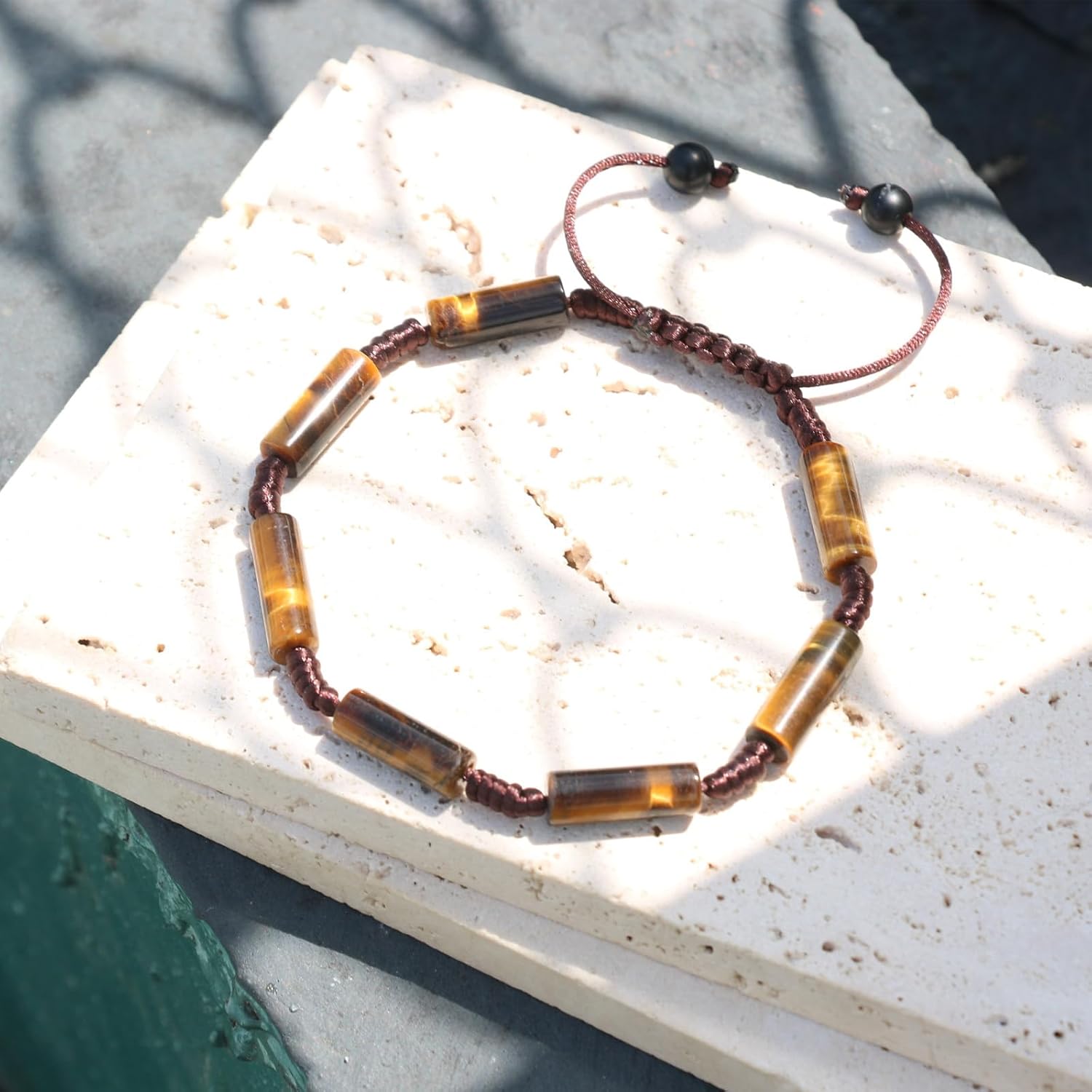 Protection Tigers Eye Crystal Bracelet for Men - Healing Crystal Tiger Eye Gemstone Bead Mens Bracelet 6mm, Premium Cylindrical Stone Beads Bracelets Crystals Jewelry Birthday Gifts for Him - Image 2