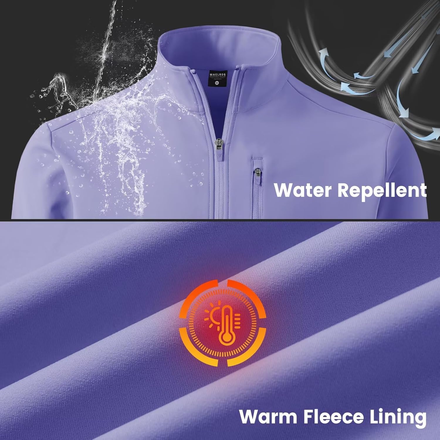 M MAELREG Mens Fleece Jacket Water Resistant Performance Casual Warm Full Zip Lightweight Winter Jacket with 5 Pockets - Image 4