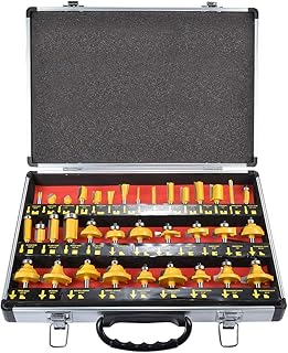 KATUR 35Pcs Tungsten Carbide Router Bit Set 1/4 Inch Shank, Carbide Tipped Router Bit Set with Alloy Case, Woodworking Milling Cutter Tools (1/4"Shank)