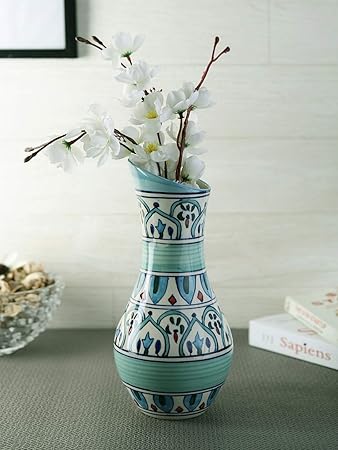 VarEesha The Royal Crown Ceramic Round Vase, 10 Inch, Multicolour