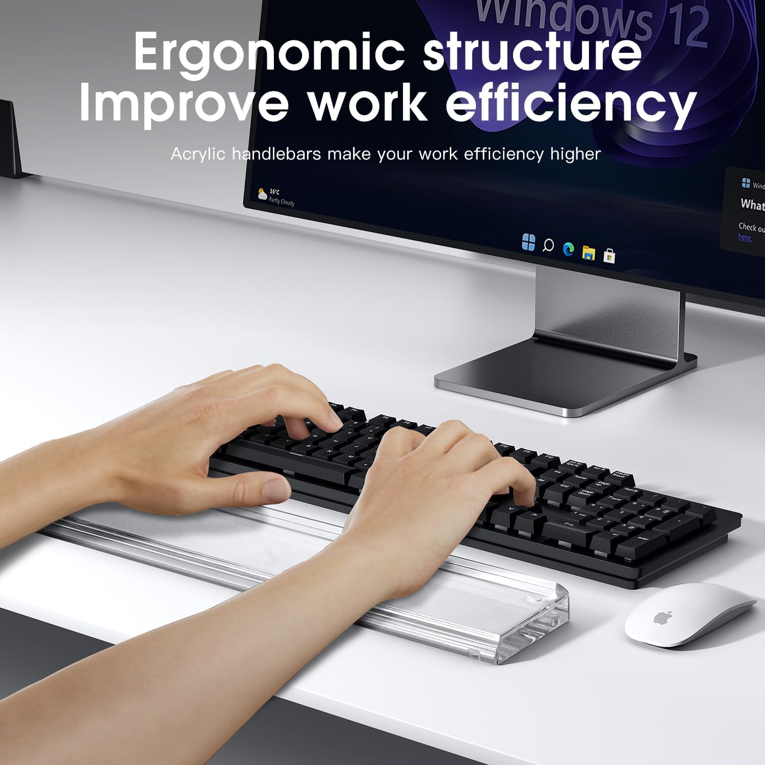 Acrylic Keyboard Wrist Rest，Mechanical Keyboards Ergonomic Palm Rest for Computer Keyboard,Anti-Slip Base,Wrist Pad for Laptop,Suitable for Offices, Homes, Games, Laptops and Computers Easy Typing