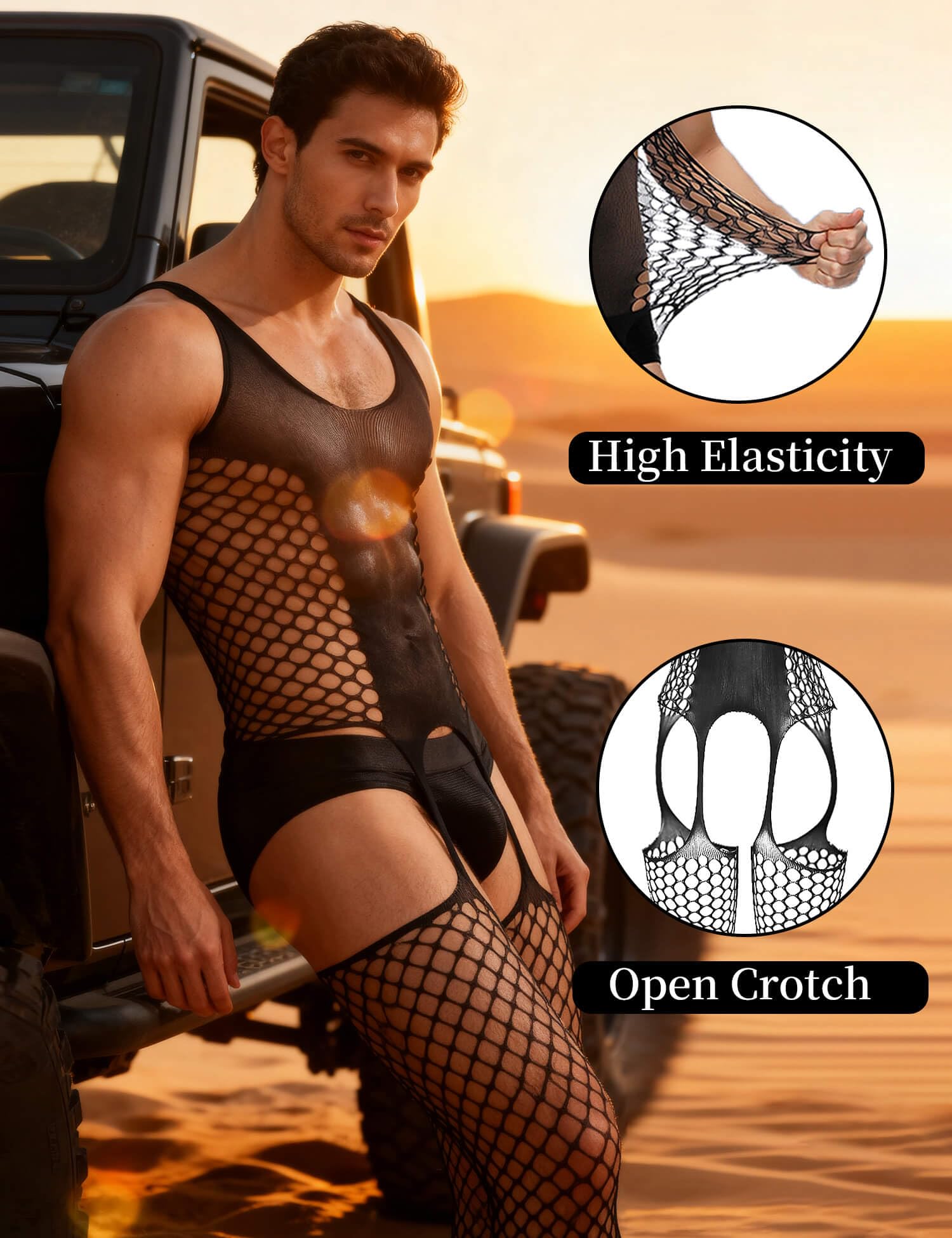 ohyeahlady Body a Rete Hot Aperto Uomo Taglie Forti Bodystocking Intero Aperto Rete Nylon Collant Completo Intimo Pizzo Biancheria Intima Lingerie Collant Hot Calze Nightwear Clubwear