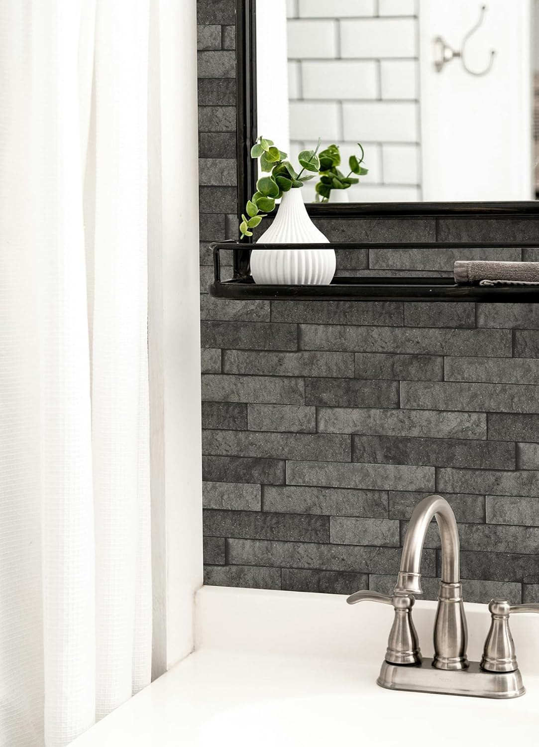 Stone Slate Grey Peel and Stick Rolled Backsplash, NH6240