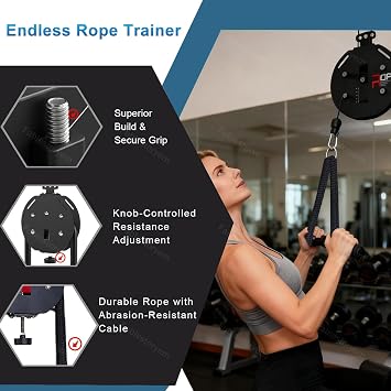 Cable Pulley System, Portable Gym Equipment for Home Workout, Adjustable Resistance, Full Body Exercise for Arms, Back, Grip, Coordination