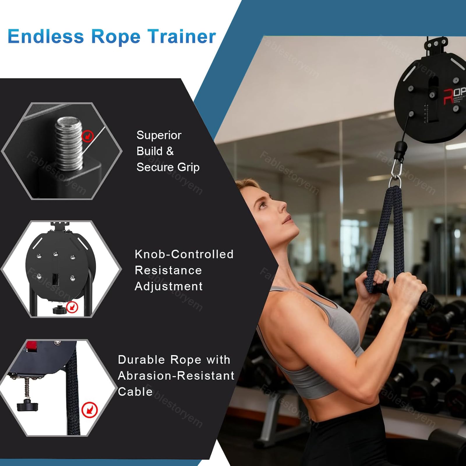 Appareil D'entraînement à Corde Sans Fin, Appareil de Musculation, Système de Poulie à Corde Sans Fin Suspendue, Corde en Nylon à Boucle Fermée de 4m, Corde Infinie Résistance Réglable Red