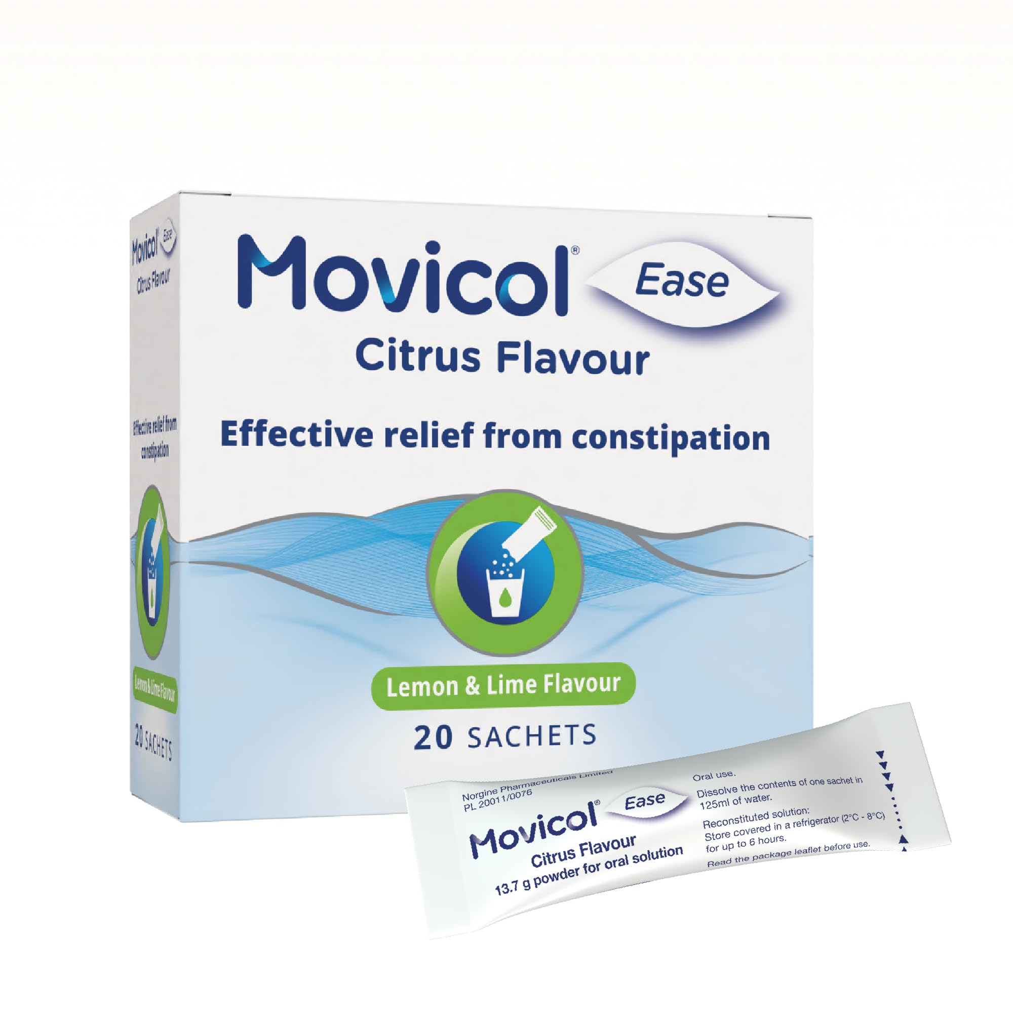 MovicolEase Stick Sachets, Citrus, 20 Sachets, Constipation Relief for Adults, Laxatives, Relief, hydrates, softens & Help Restore Natural Bowel Movement