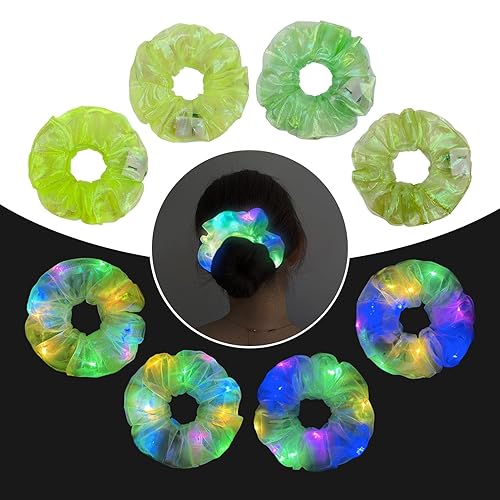 20 coleteros iluminados con 12 bandas elásticas de satén, lazos LED para el cabello para mujeres y niñas, suministros de fiesta que brillan en la