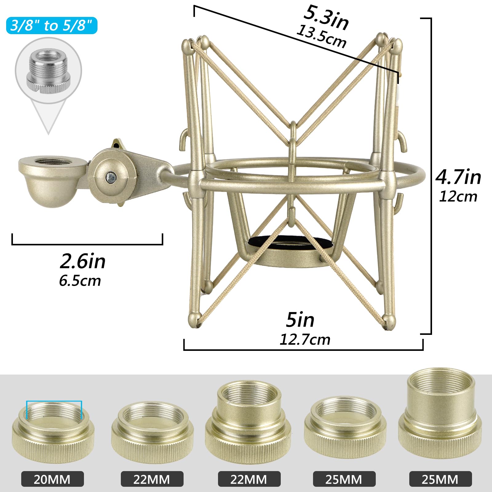 Geekria for Creators Microphone Shock Mount Compatible with Rode NT1-A, NT2-A, NT1000, NT2000, NTK, K2, Mic Anti-Vibration Suspension Adapter Clamp Mic Holder Clip (Champagne/Metal)
