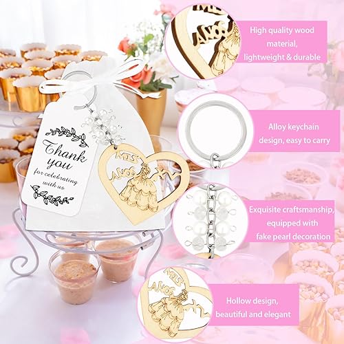 Miniatura 3 de 24 piezas de recuerdos de fiesta de quinceañera de madera en forma de corazón, recuerdos de 15 recuerdos de fiesta de quinceañera para niña, llavero
