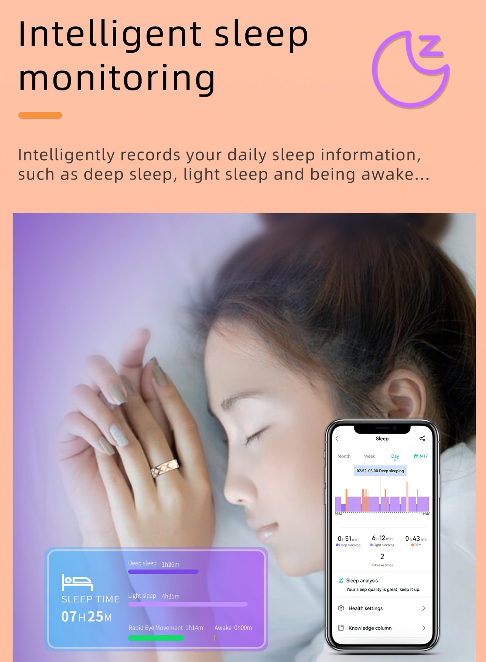 Findtie Sart Ring Ultra Narrow Sleep Tracker Heart Rate Onitor Ring Blood Pressure Blood - View #9