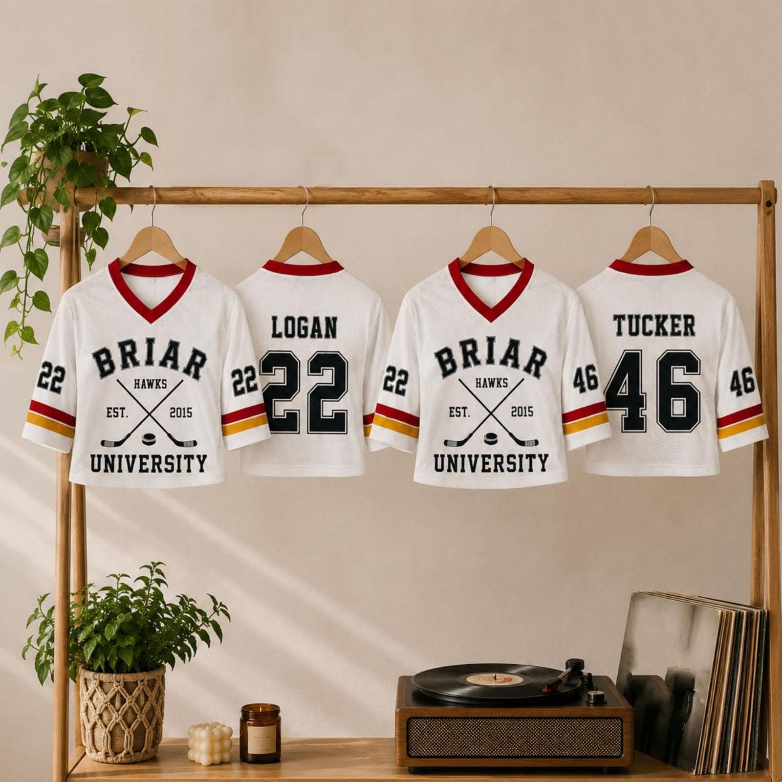 Off Campus Hockey Jersey Graham 44 & Logan 22 & Tucker 46 & Di Laurentis 66 Briar U Jersey Shirt Off Campus Merch Kurzarm Fashion Casual Tshirt Sport Streetwear Top für Damen Herren