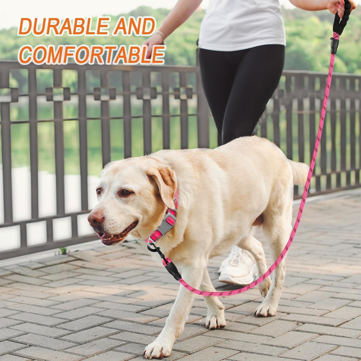 BARKBAY Dog Leashes for Large Dogs Heavy Duty Dog Leash 2 Pack 5 FT with Comfortable Padded Handle Highly Reflective Threads for Medium Large Dogs Walking Training Running (5FT-1/2,Pink Black)