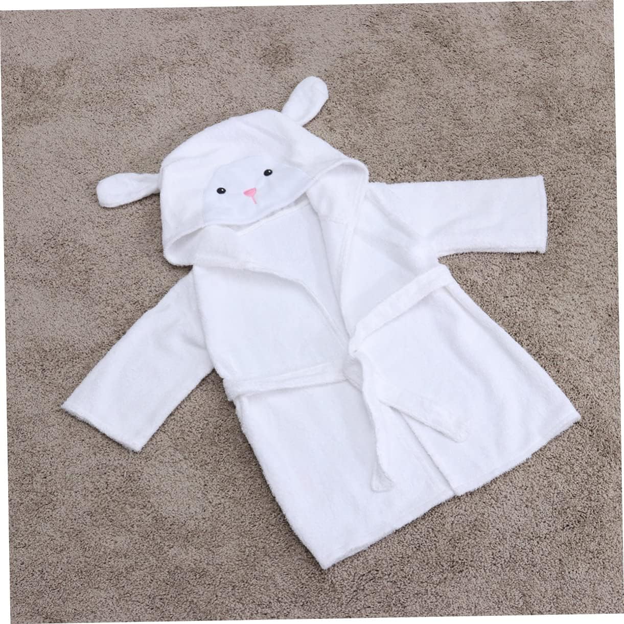 SHOWERORO Unisex Baby Animal Hooded Bathrobe Cotton Toddler Bath Towel Set Belt Soft Pouch Sheep Pattern 2-3 Years Random Color