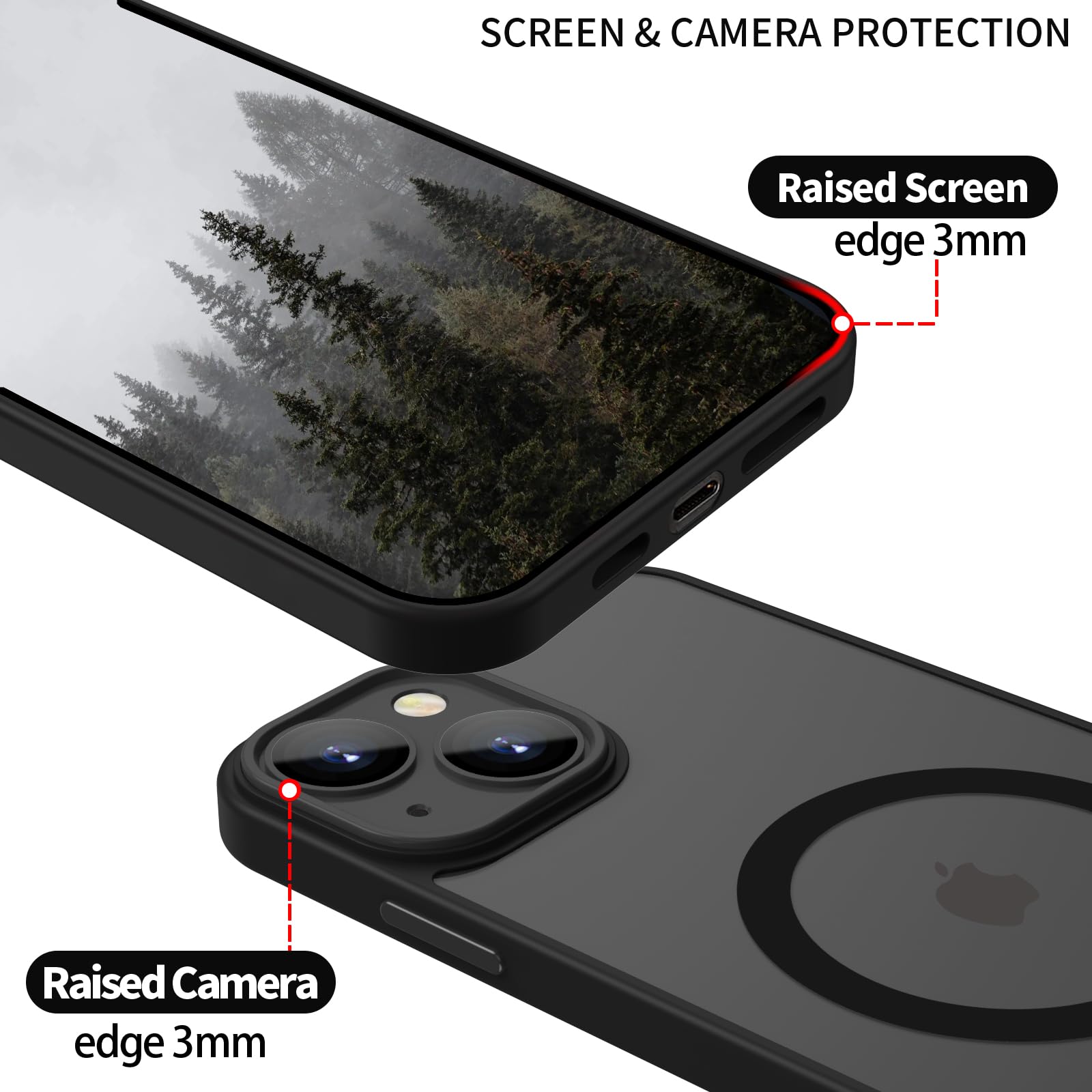 YUANDMI Case for iPhone 14 Plus 6.7 Black, matt black - Image 2