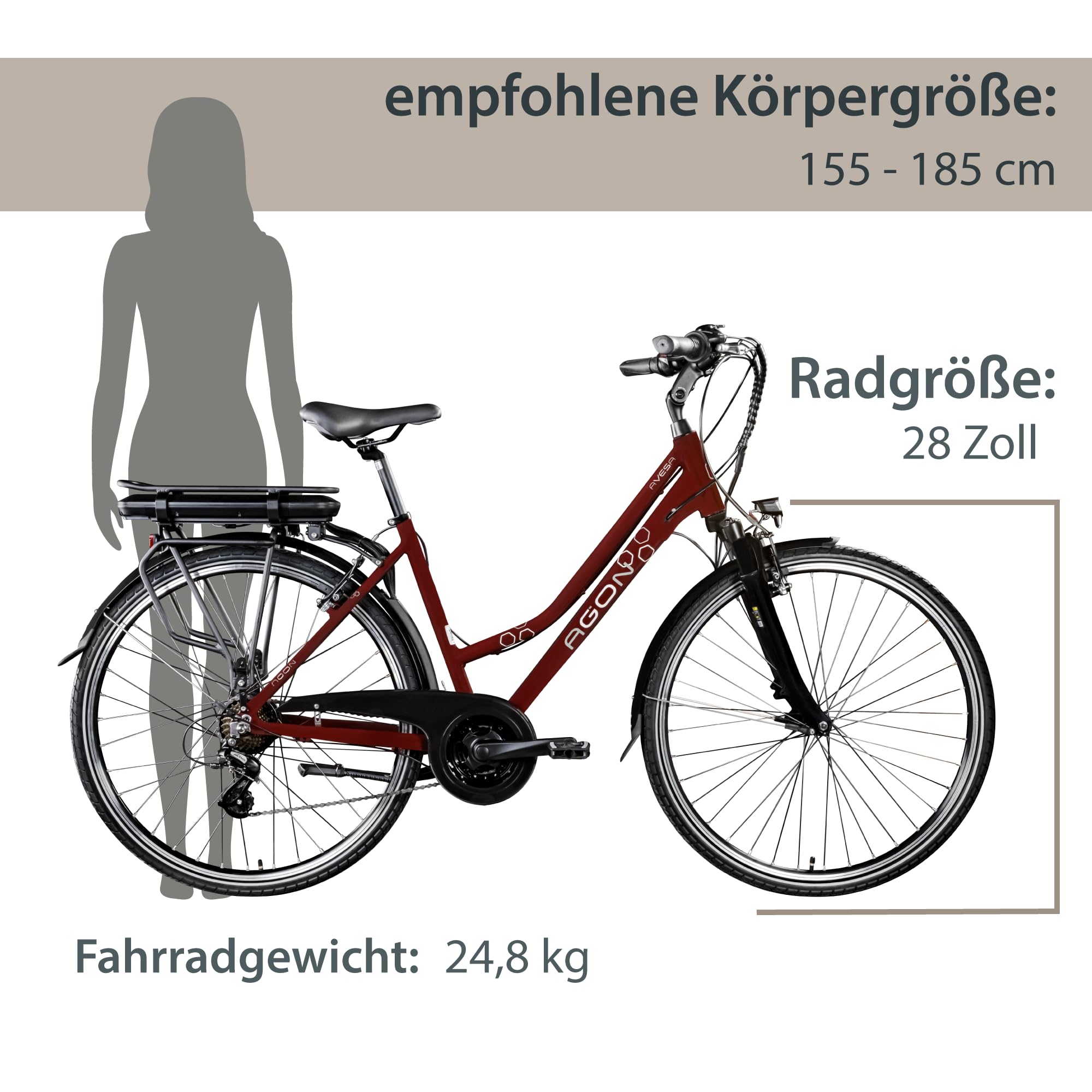 AGON Avesa E-Bike Trekkingrad Pedelec Damen Nabenmotor 21 Gang