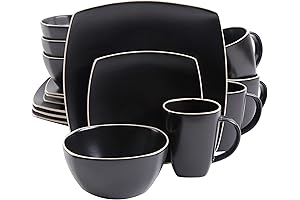 Gibson Soho Lounge Dinnerware Set, Service for 4 (16pcs), Matte Black