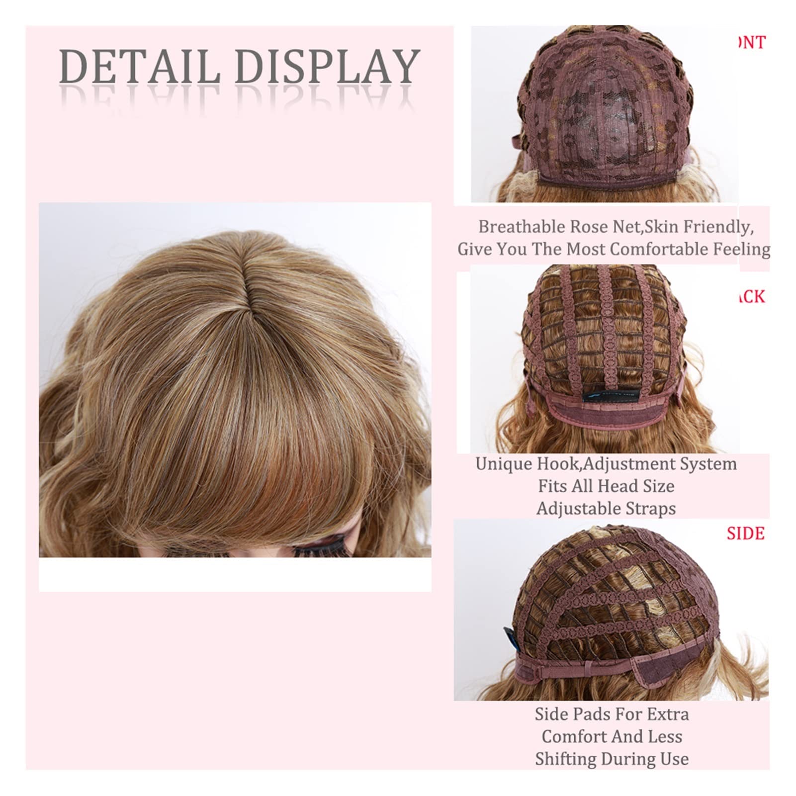 TOMYEUS Peluca Peluca Singsic Natural Swepls Cabello Resistente al Calor de Rizado for Mujeres rubias Extensiones Cabello (Color : 01, Stretched Length : 16inches)