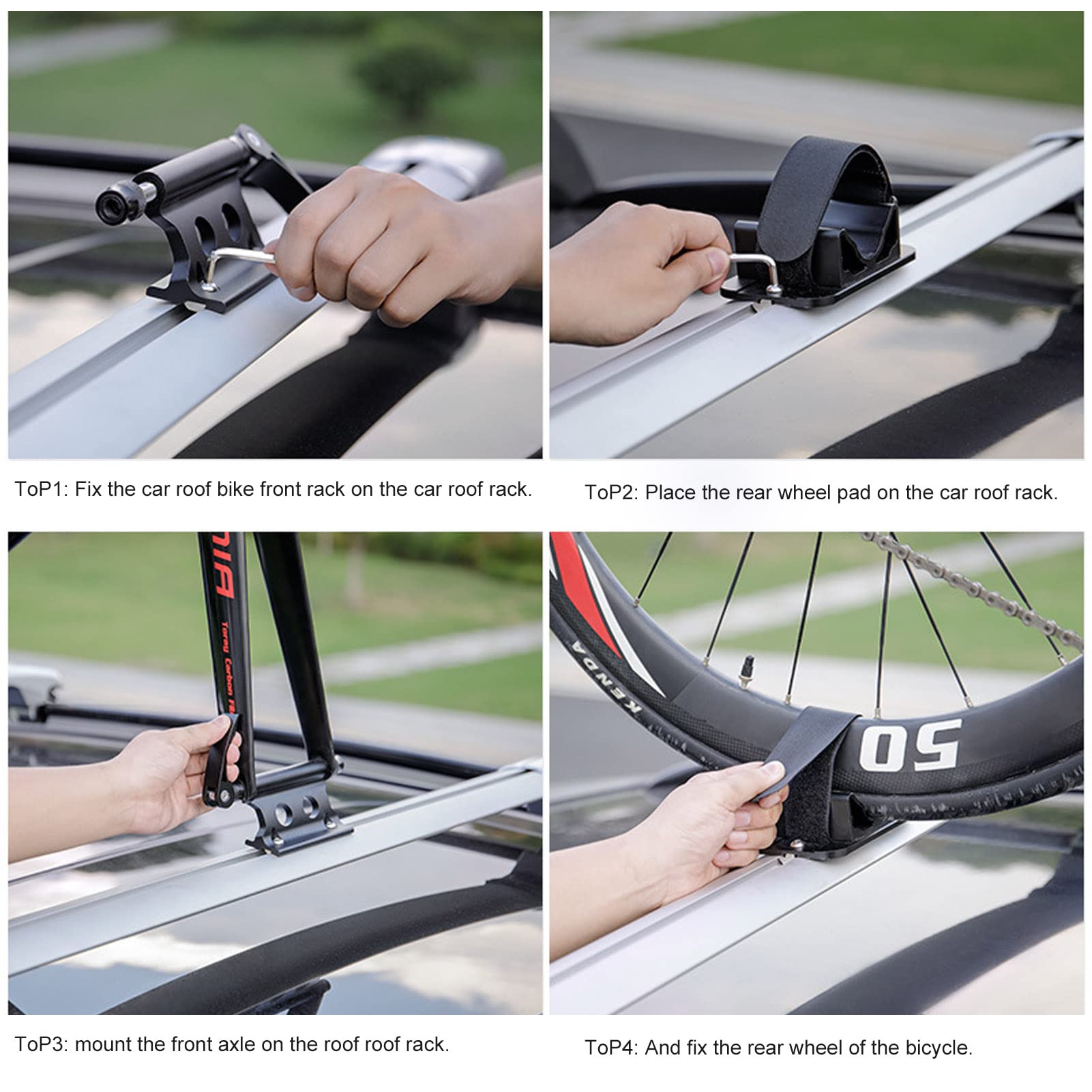 Portabici Auto Tetto, Supporto Forcella per Bicicletta,Versatile Supporto per Bici con Clip Fissa,Supporto per Ruota Anteriore per Bicicletta a Sgancio Rapido (Nero)