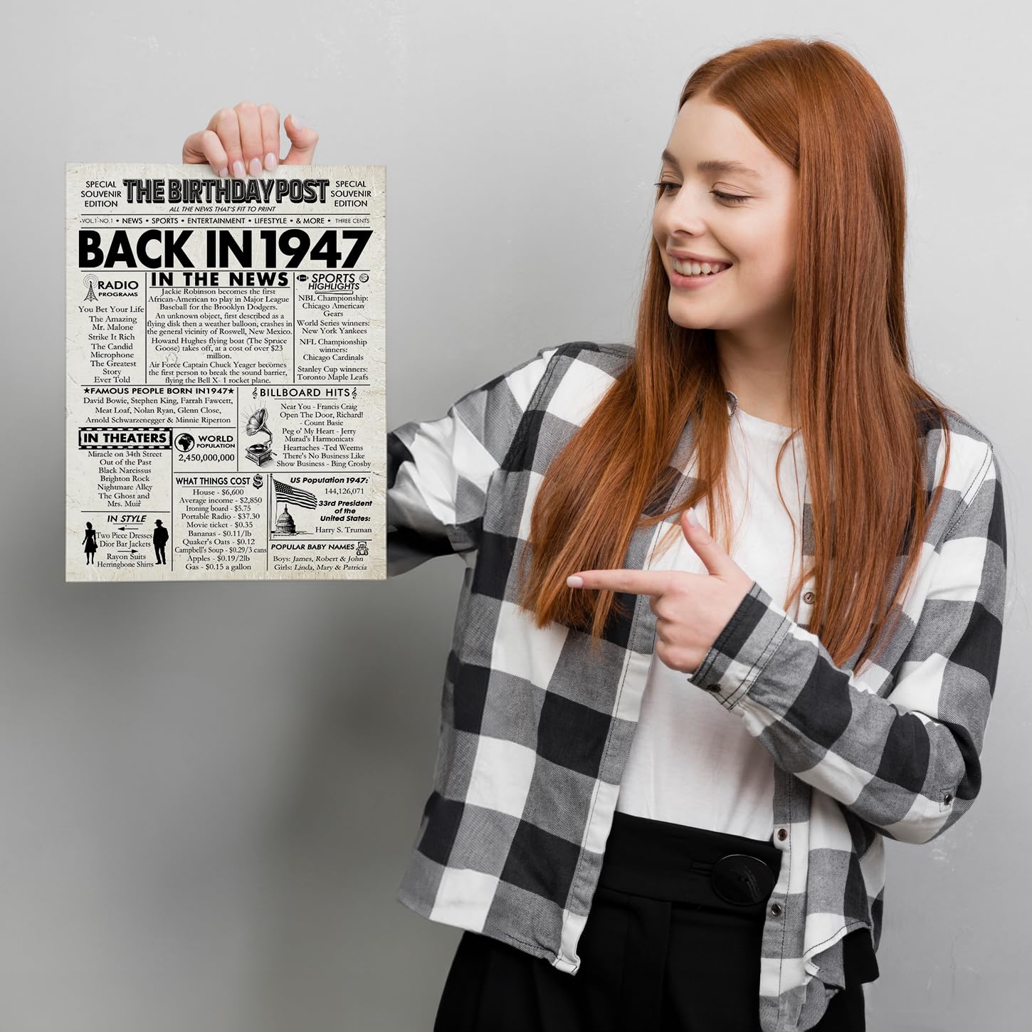 Amazon.com: 79th Birthday Poster Unframed - Back In 1947 Newspaper