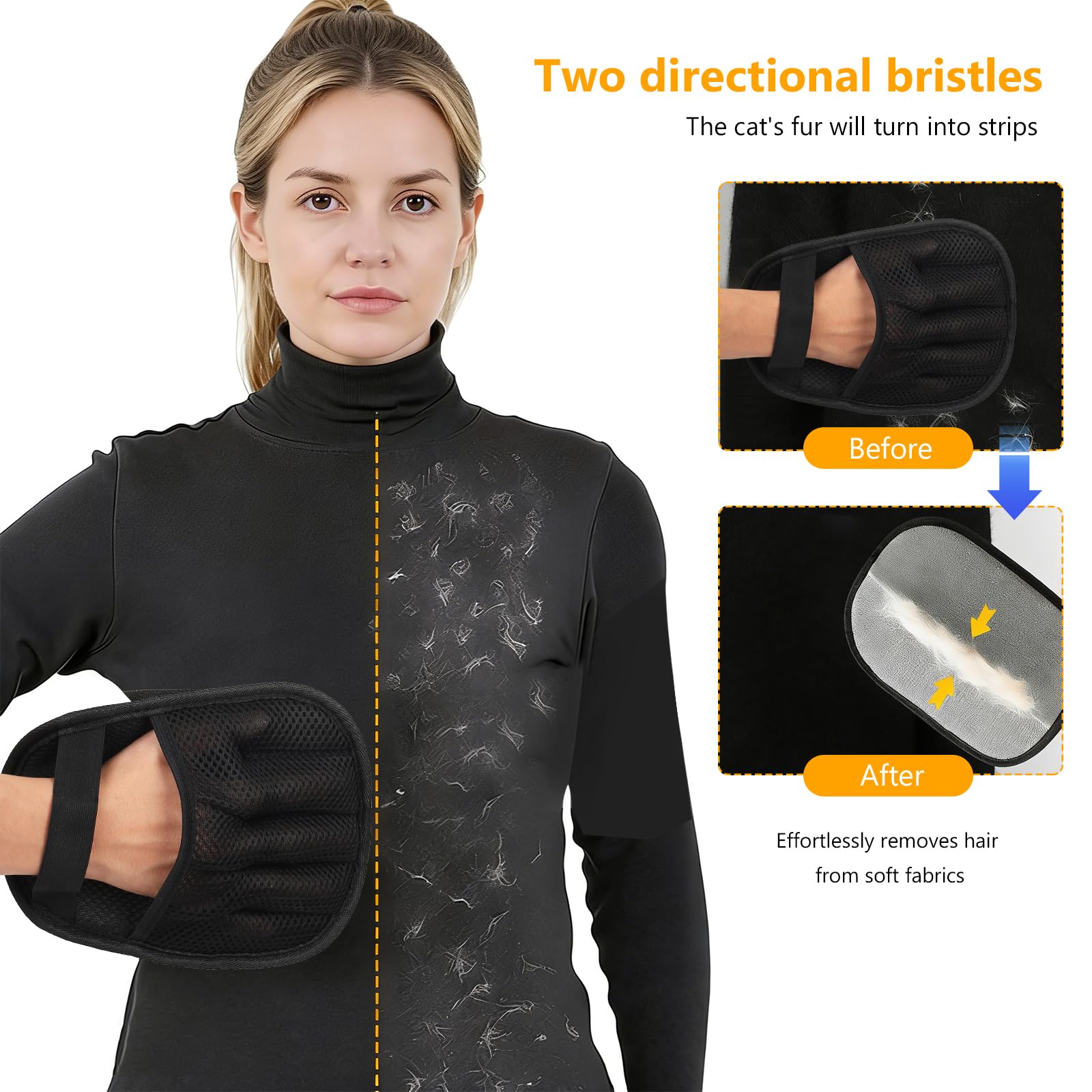 Lot de 3 gants d'épilation électrostatiques pour poils de chien, gants d'épilation des poils d'animaux, gants de toilettage double face, gants magnétiques pour chat