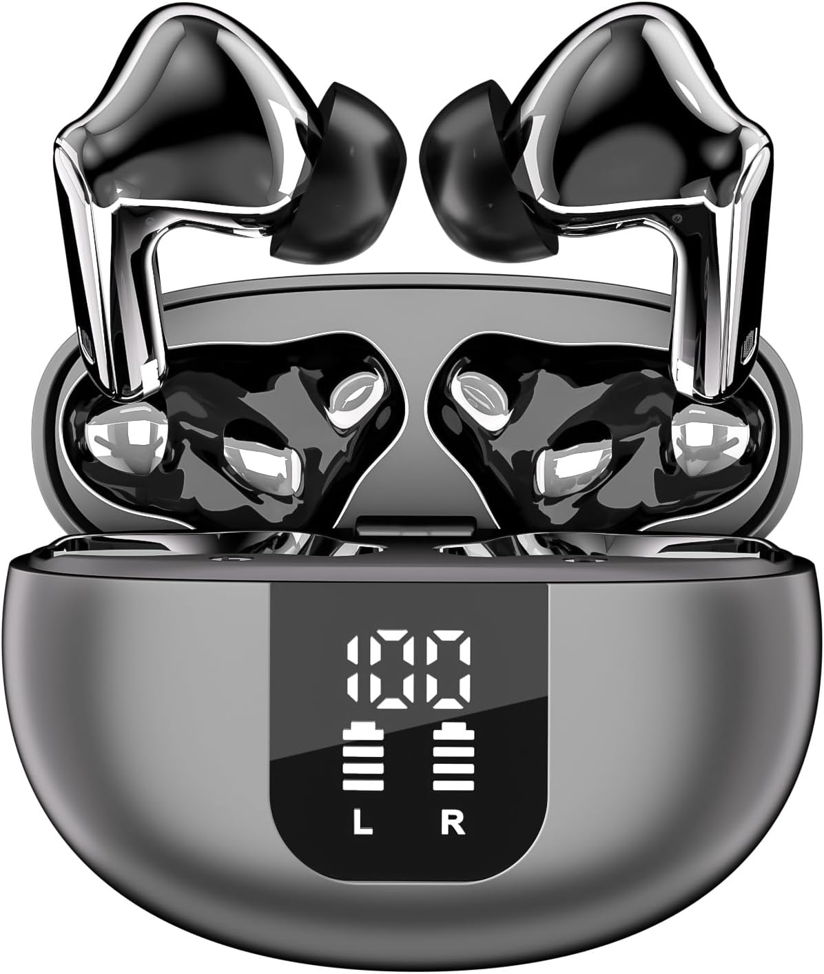 Wireless Earbuds Ear Buds Earbuds Bluetooth Headphones in-Ear Wireless Bluetooth 5.4 with 42H Deep Bass, Sports Waterproof Headphones with ENC Noise Reduction LED Display USB-C Black