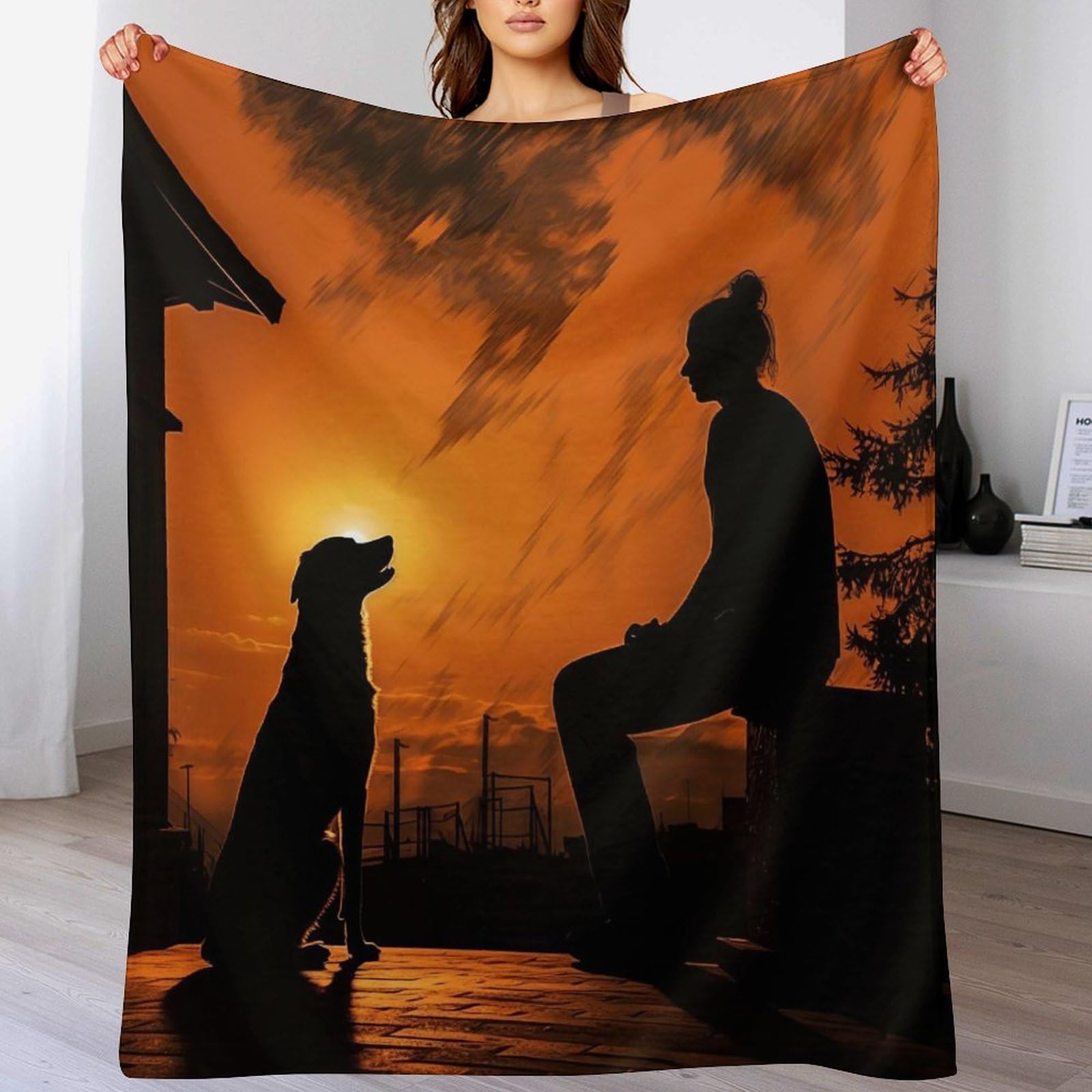 Couverture Polaire Chien 100x130cm : Plaid en Flannel Moelleuse et Douce pour Lit