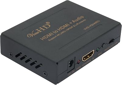 ViewHD HDMI Audio Extractor Support Ultra HD | 4K | ARC | MHL | TOSLINK Optical Audio Output + RCA L/R Audio Converter | VHD-H2HARCi