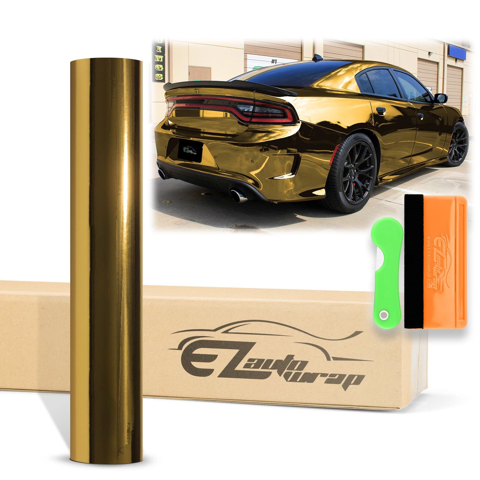 Carbon Fiber Vinyl Wrap - Satin Chrome Gold 3D Texture 12x60 Inch Car Wrap Film