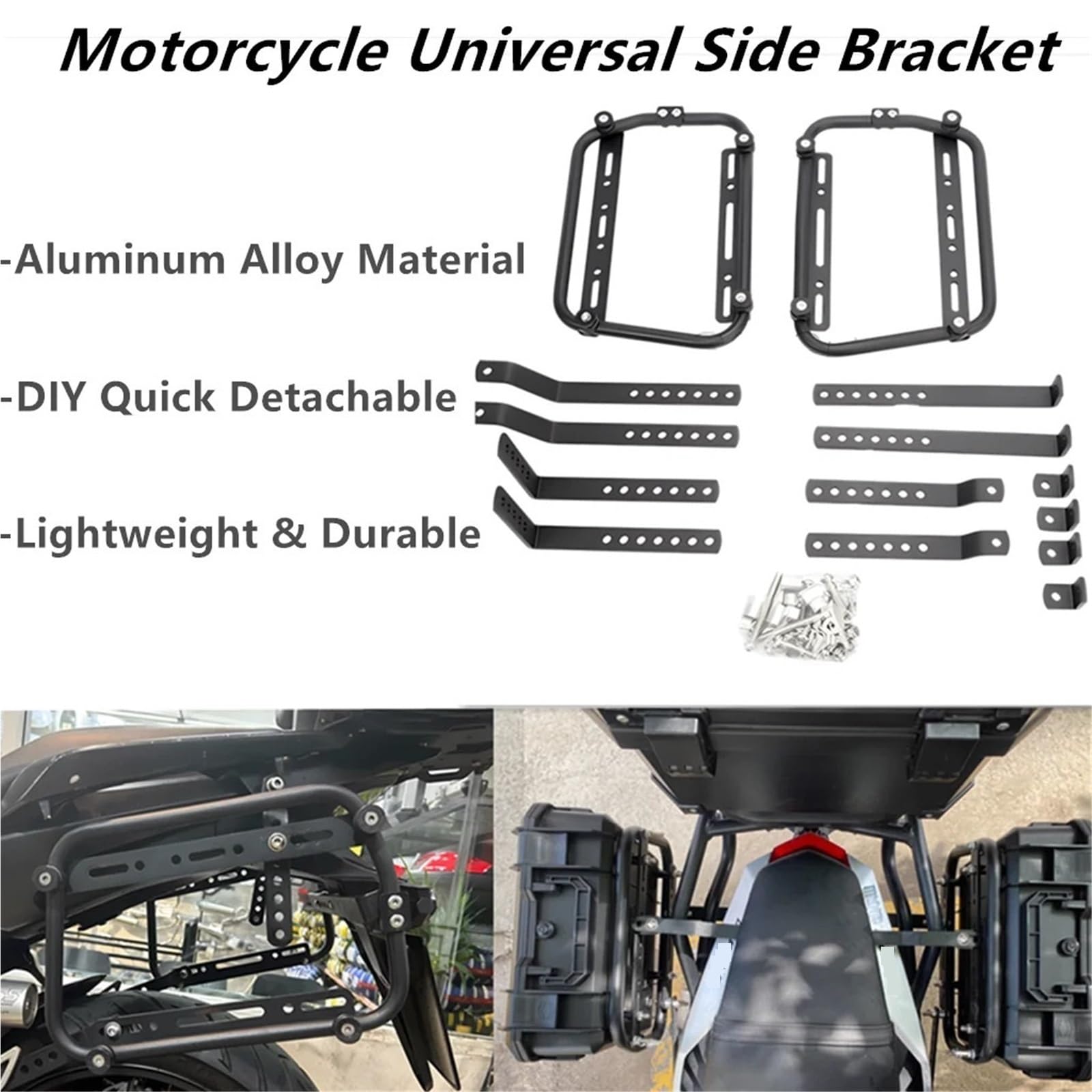 Bagażnik Tylny Motocykla Szybko odłączany uchwyt na kufer boczny motocyklowy - uniwersalny bagażnik ze stopu aluminium