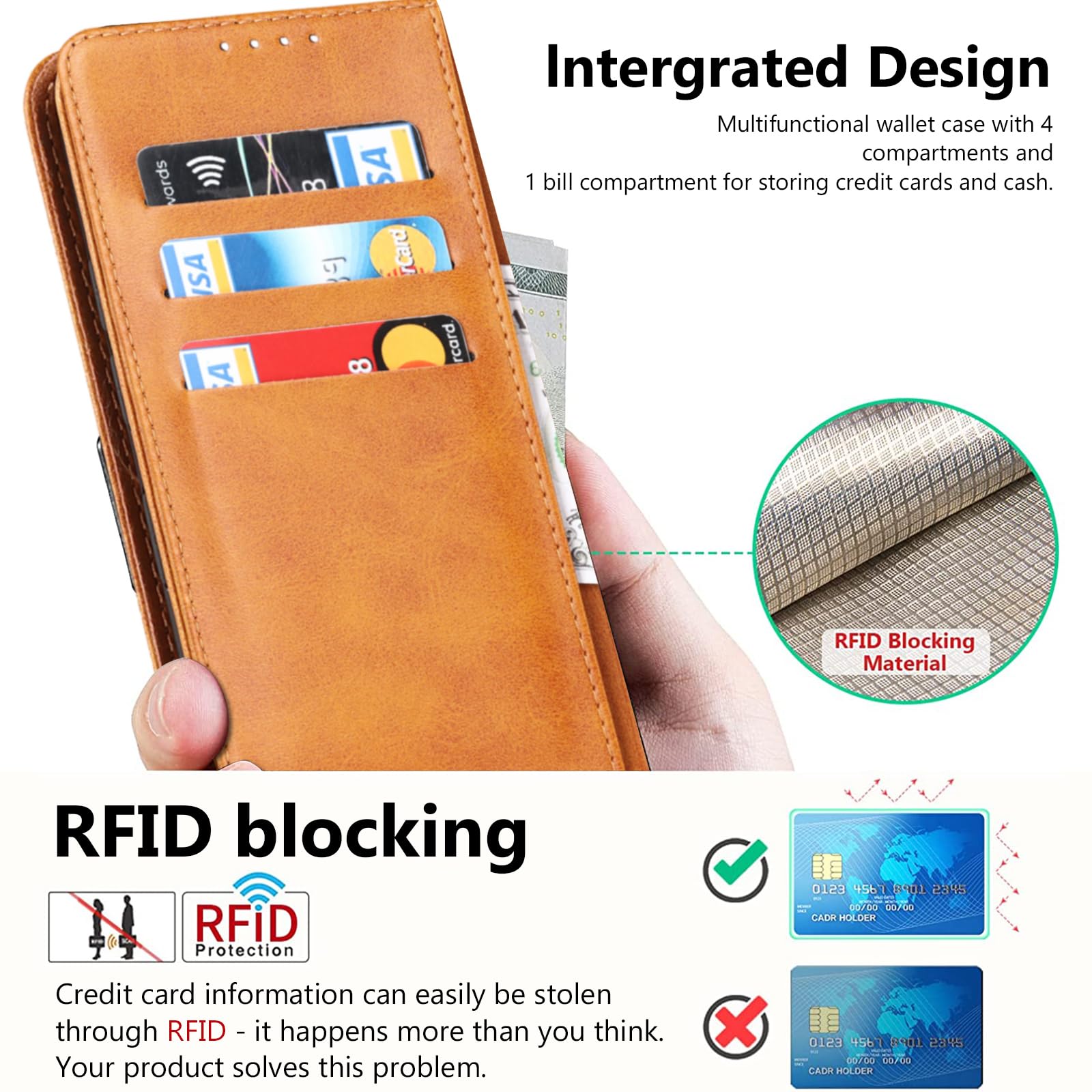 Vaki Leder-Handyhülle Für Xiaomi Redmi Note 12 - Mit Kartenfach, Standfunktion & Schutzfolie, Klappcase (Blau)